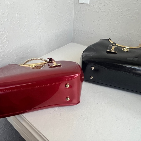 Source Unknown Red and Black Shoulder Bags with Gold Accents - Picture 12 of 16